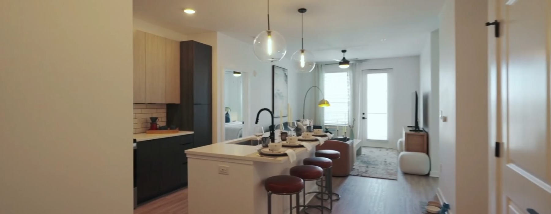 kitchen with island and seating
