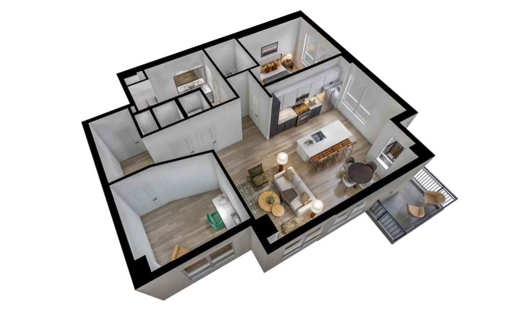 Modern one-bedroom floorplan