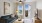 a living room with a ceiling fan
