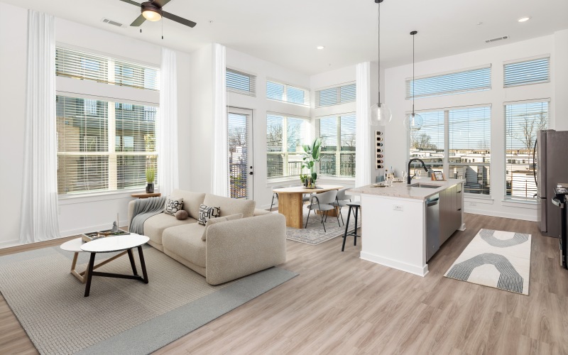 open concept living room with ample natural light